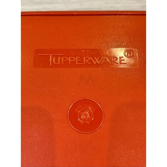 Vintage Tupperware Square Storage Container Paprika Red/Orange Dish with Lid - Picture 9 of 9